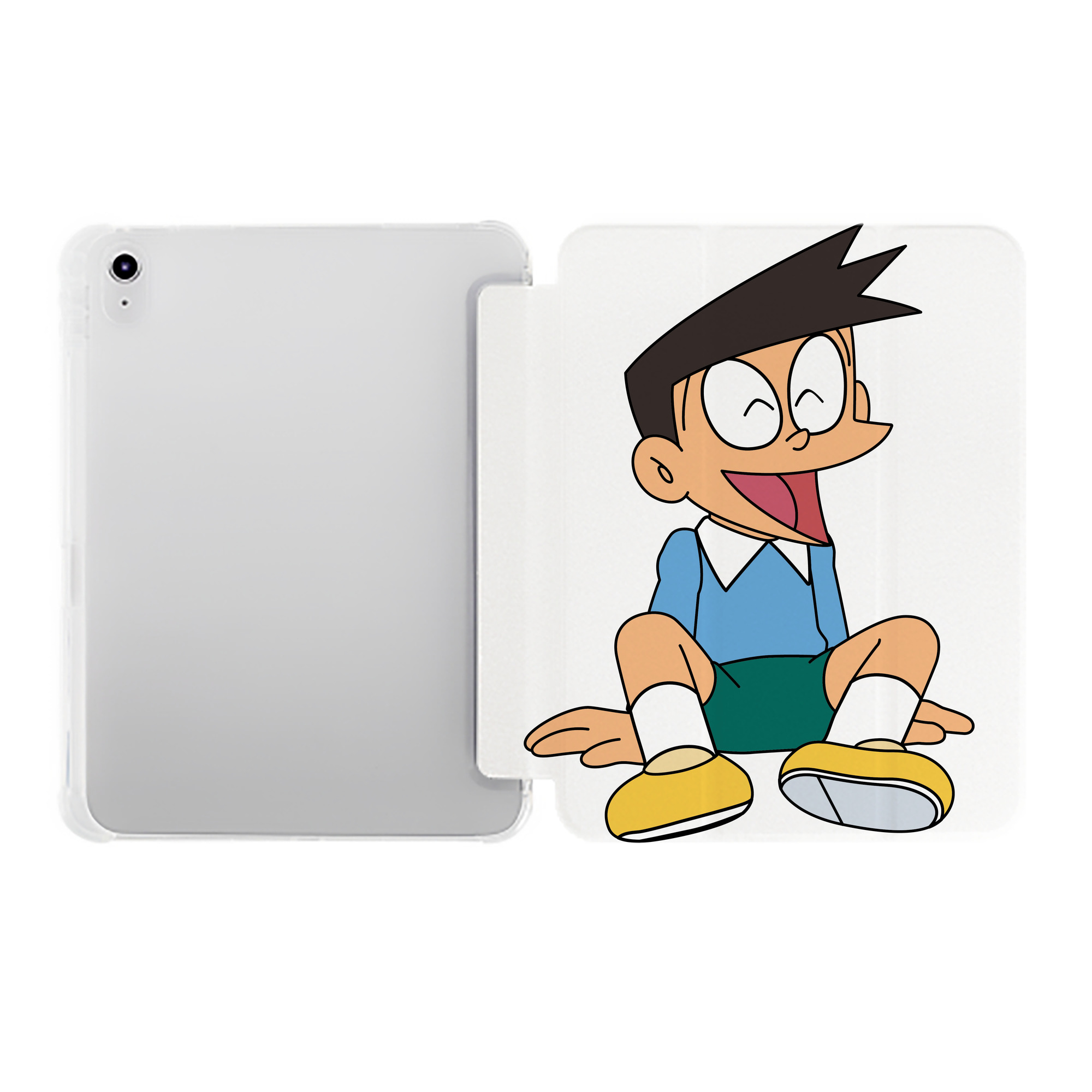 （画像用） ドラえもん 骨川 スネ夫 Doraemon Honekawa Suneo IPad ケース ペン収納付き 三つ折りスタンド PUレザー×シリコン 対応機種9.5/10.5/10.9インチ